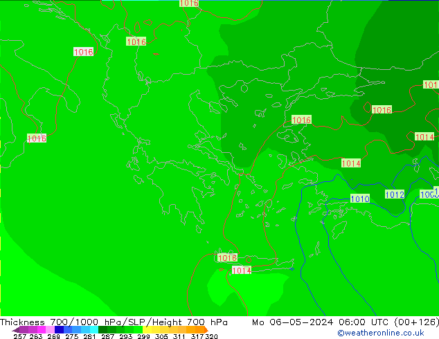 Thck 700-1000 hPa ECMWF Po 06.05.2024 06 UTC