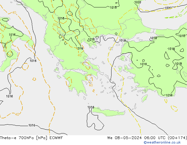 Theta-e 700hPa ECMWF Çar 08.05.2024 06 UTC