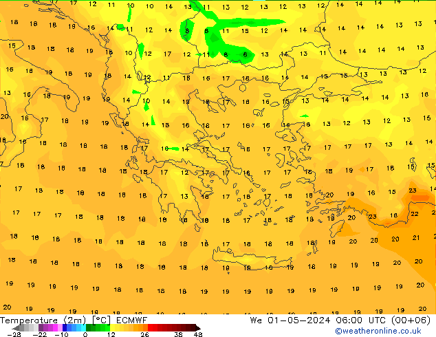 Temperature (2m) ECMWF St 01.05.2024 06 UTC