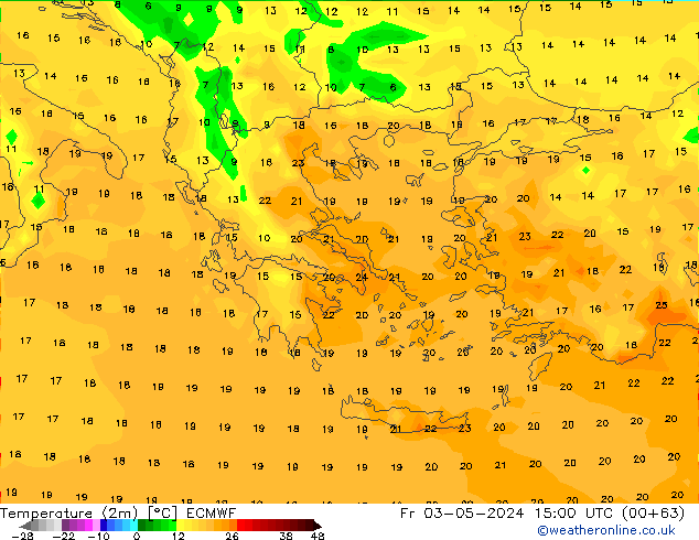 Temperature (2m) ECMWF Fr 03.05.2024 15 UTC