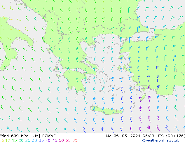 Wind 500 hPa ECMWF Po 06.05.2024 06 UTC