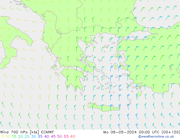 Wind 700 hPa ECMWF Mo 06.05.2024 00 UTC