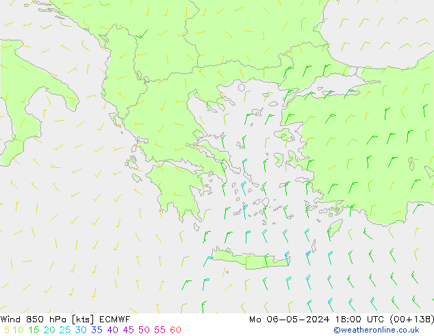 Rüzgar 850 hPa ECMWF Pzt 06.05.2024 18 UTC