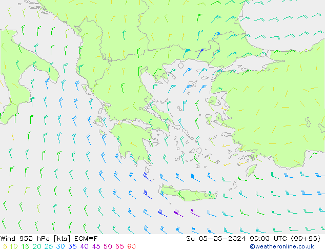 Wind 950 hPa ECMWF Su 05.05.2024 00 UTC