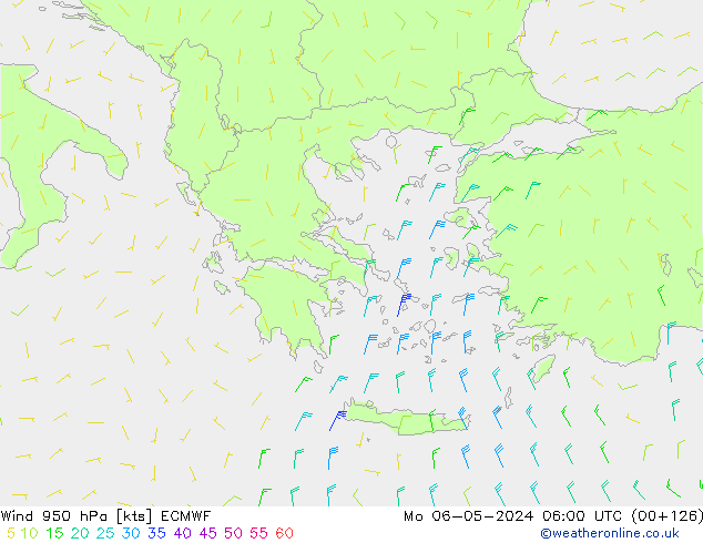 Wind 950 hPa ECMWF Po 06.05.2024 06 UTC