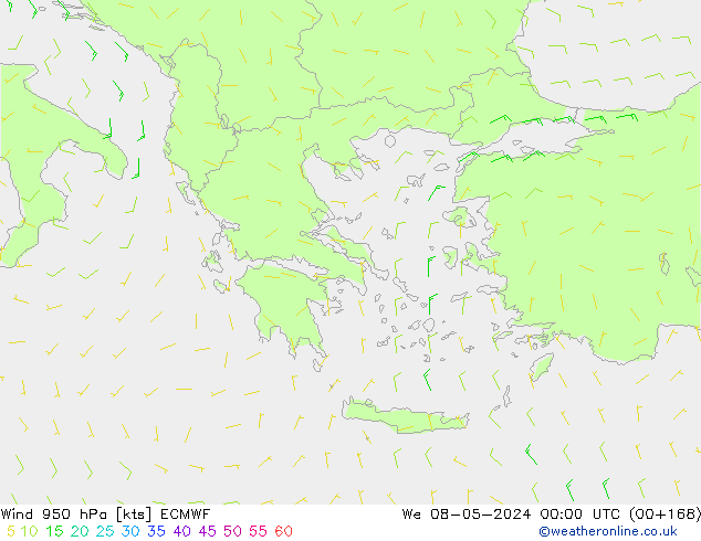 Wind 950 hPa ECMWF We 08.05.2024 00 UTC