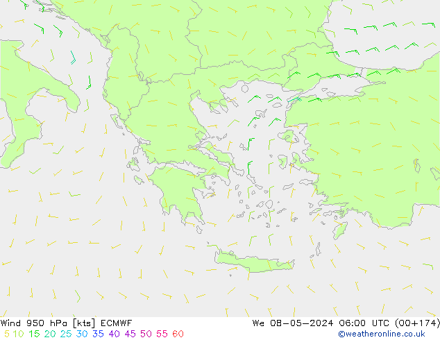 Rüzgar 950 hPa ECMWF Çar 08.05.2024 06 UTC