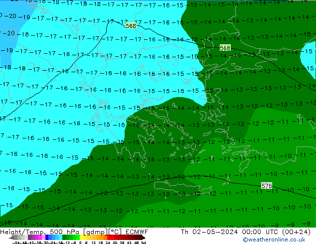 Height/Temp. 500 hPa ECMWF Th 02.05.2024 00 UTC