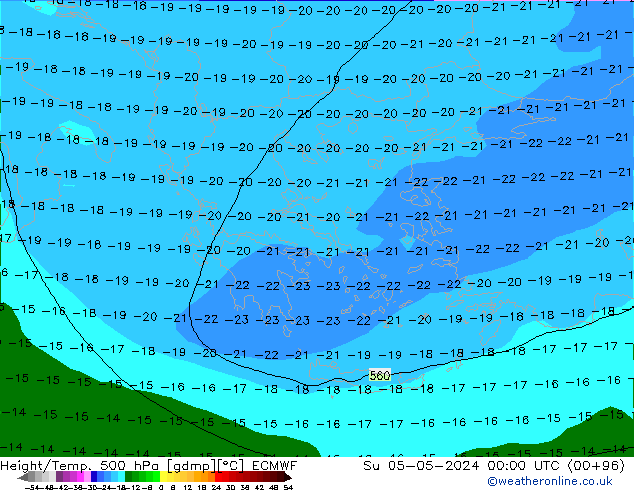 Z500/Rain (+SLP)/Z850 ECMWF dom 05.05.2024 00 UTC