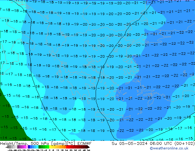 Z500/Rain (+SLP)/Z850 ECMWF Ne 05.05.2024 06 UTC