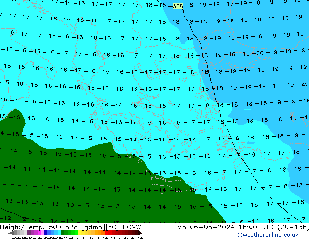 Height/Temp. 500 гПа ECMWF пн 06.05.2024 18 UTC