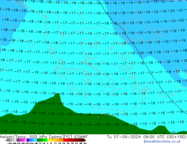 Z500/Yağmur (+YB)/Z850 ECMWF Sa 07.05.2024 06 UTC