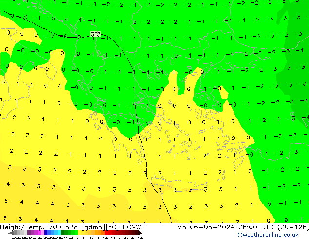 Hoogte/Temp. 700 hPa ECMWF ma 06.05.2024 06 UTC