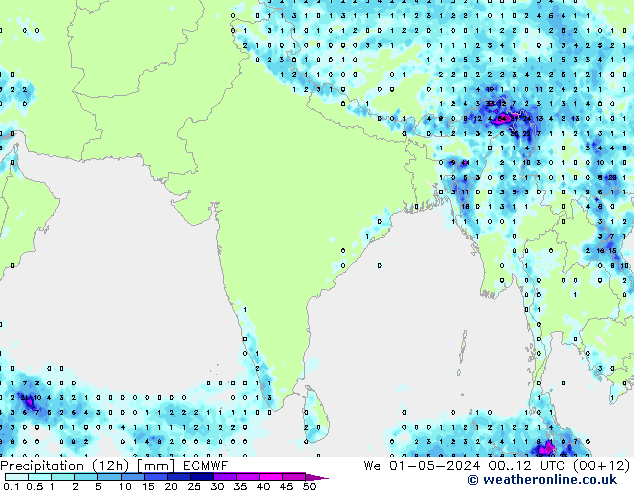 Precipitação (12h) ECMWF Qua 01.05.2024 12 UTC