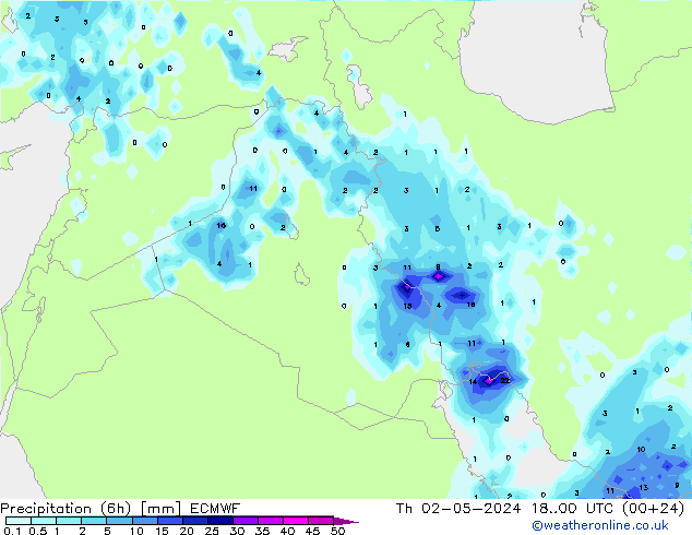 Precipitation (6h) ECMWF Th 02.05.2024 00 UTC