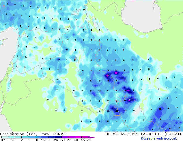 Precipitation (12h) ECMWF Th 02.05.2024 00 UTC