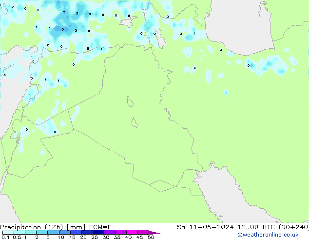 Precipitation (12h) ECMWF Sa 11.05.2024 00 UTC