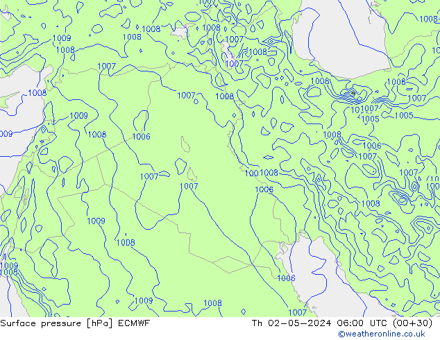 Luchtdruk (Grond) ECMWF do 02.05.2024 06 UTC