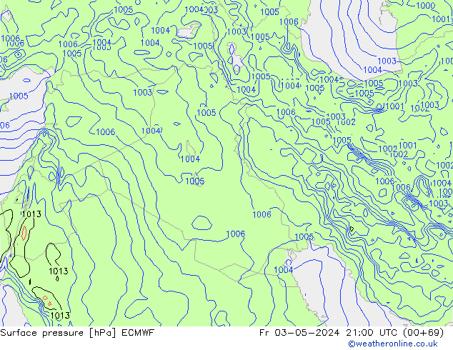 Pressione al suolo ECMWF ven 03.05.2024 21 UTC