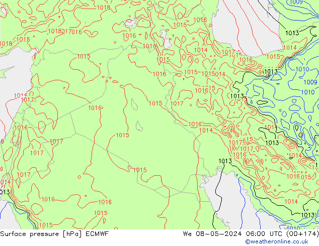 Pressione al suolo ECMWF mer 08.05.2024 06 UTC