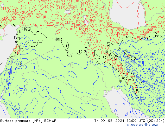 pressão do solo ECMWF Qui 09.05.2024 12 UTC