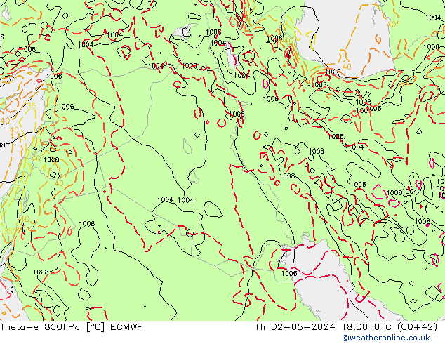 Theta-e 850hPa ECMWF jue 02.05.2024 18 UTC