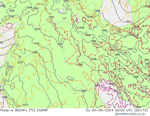 Theta-e 850hPa ECMWF Sa 04.05.2024 00 UTC