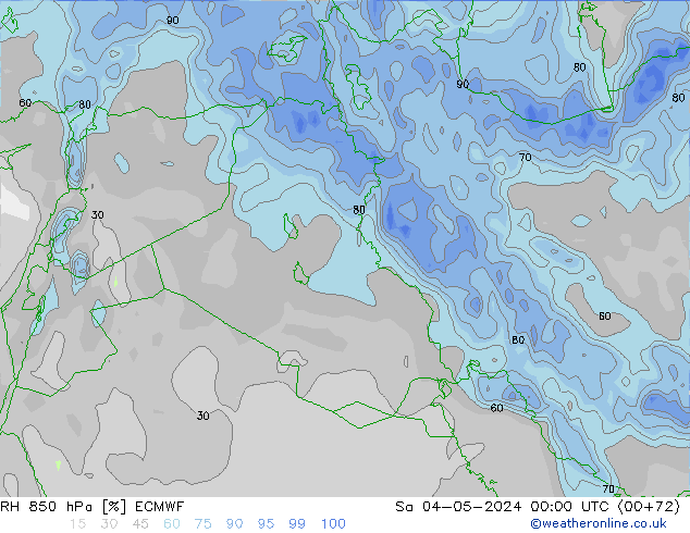 RH 850 hPa ECMWF Sáb 04.05.2024 00 UTC