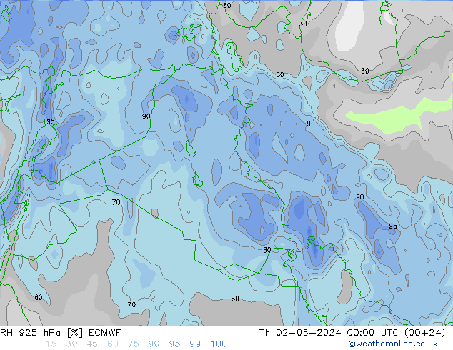 RH 925 hPa ECMWF Th 02.05.2024 00 UTC