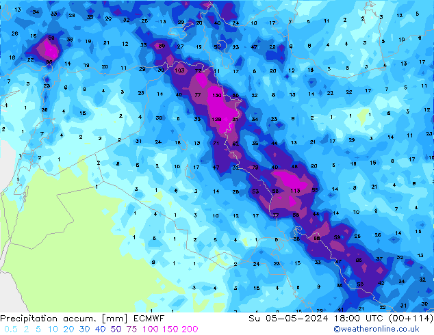 Precipitation accum. ECMWF Su 05.05.2024 18 UTC