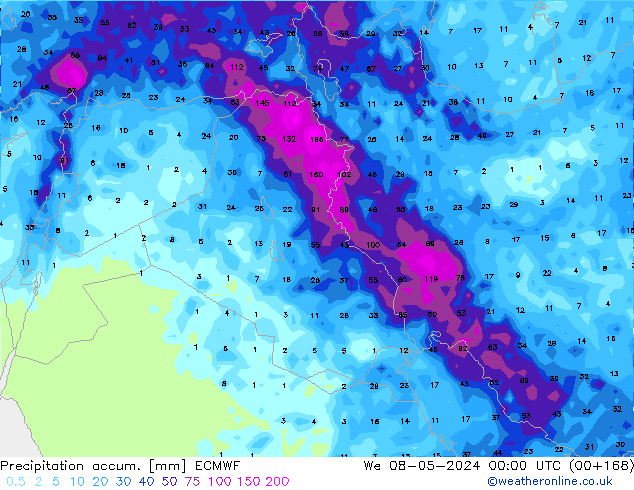 Precipitación acum. ECMWF mié 08.05.2024 00 UTC