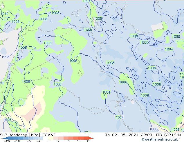 SLP tendency ECMWF Th 02.05.2024 00 UTC