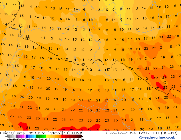 Z500/Rain (+SLP)/Z850 ECMWF vie 03.05.2024 12 UTC