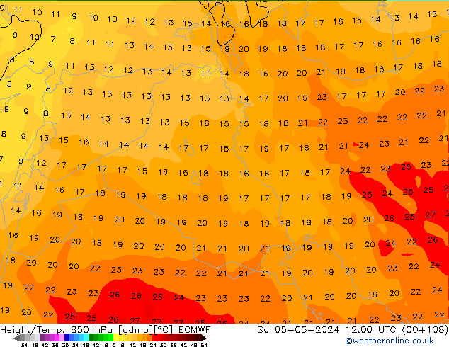 Z500/Rain (+SLP)/Z850 ECMWF dom 05.05.2024 12 UTC