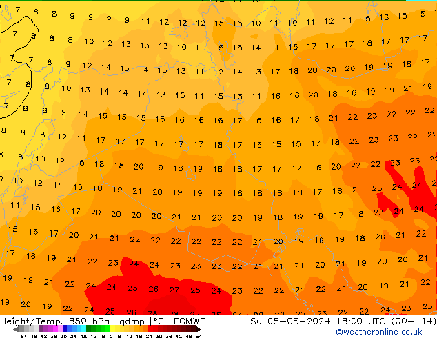 Z500/Rain (+SLP)/Z850 ECMWF Вс 05.05.2024 18 UTC