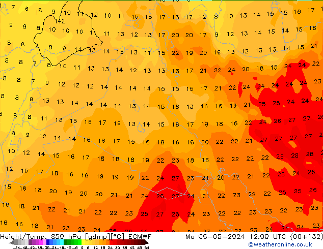 Z500/Rain (+SLP)/Z850 ECMWF Mo 06.05.2024 12 UTC