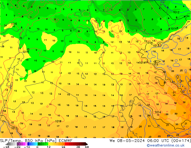 SLP/Temp. 850 hPa ECMWF We 08.05.2024 06 UTC