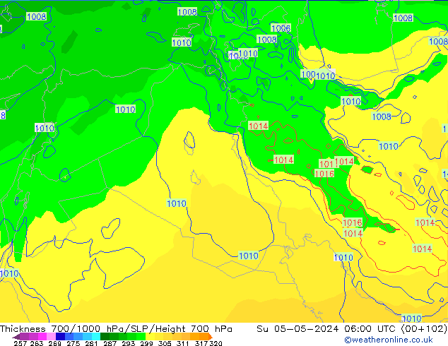 Thck 700-1000 hPa ECMWF nie. 05.05.2024 06 UTC