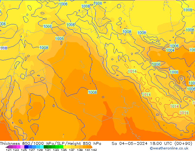 Thck 850-1000 hPa ECMWF Sáb 04.05.2024 18 UTC