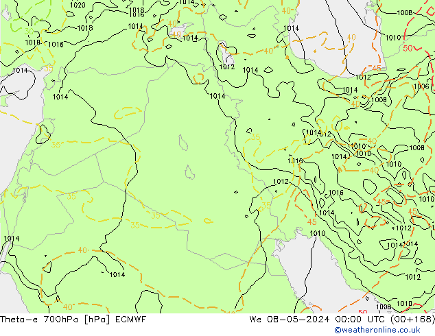 Theta-e 700hPa ECMWF St 08.05.2024 00 UTC