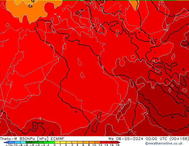 Theta-W 850hPa ECMWF We 08.05.2024 00 UTC