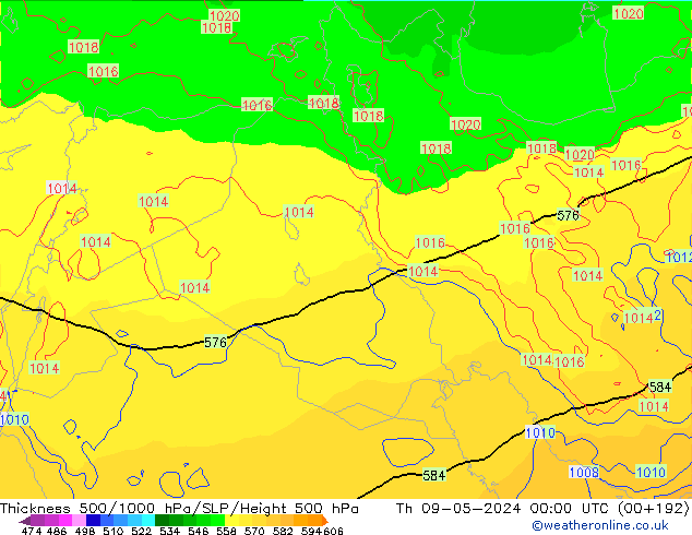 Schichtdicke 500-1000 hPa ECMWF Do 09.05.2024 00 UTC