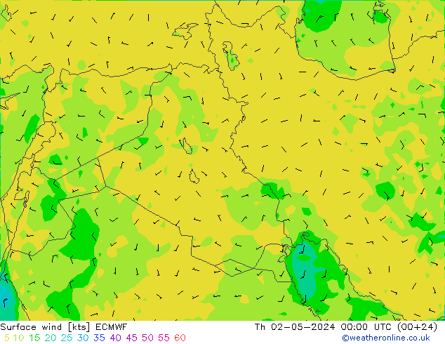 Surface wind ECMWF Th 02.05.2024 00 UTC