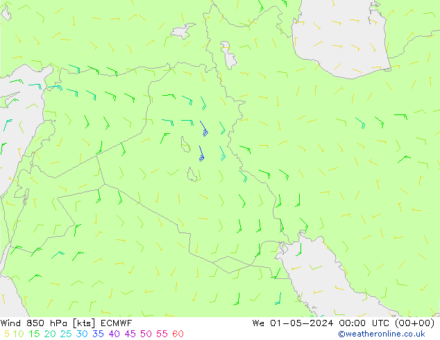 Wind 850 hPa ECMWF We 01.05.2024 00 UTC