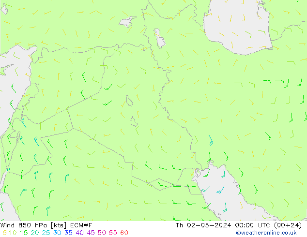 Wind 850 hPa ECMWF Th 02.05.2024 00 UTC