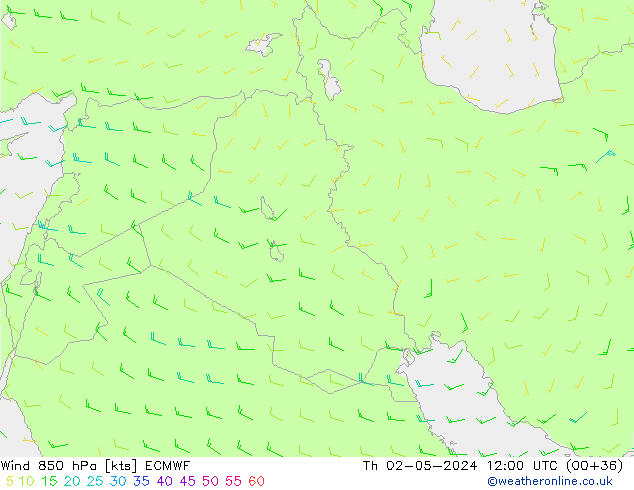 Wind 850 hPa ECMWF Th 02.05.2024 12 UTC