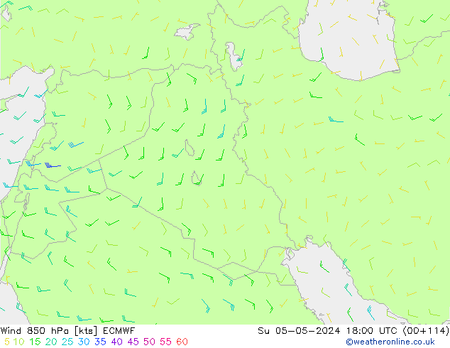 Wind 850 hPa ECMWF Su 05.05.2024 18 UTC