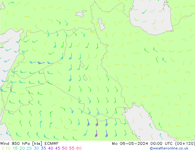 Vento 850 hPa ECMWF lun 06.05.2024 00 UTC