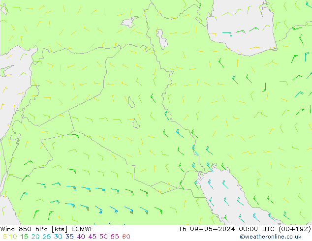 Wind 850 hPa ECMWF do 09.05.2024 00 UTC