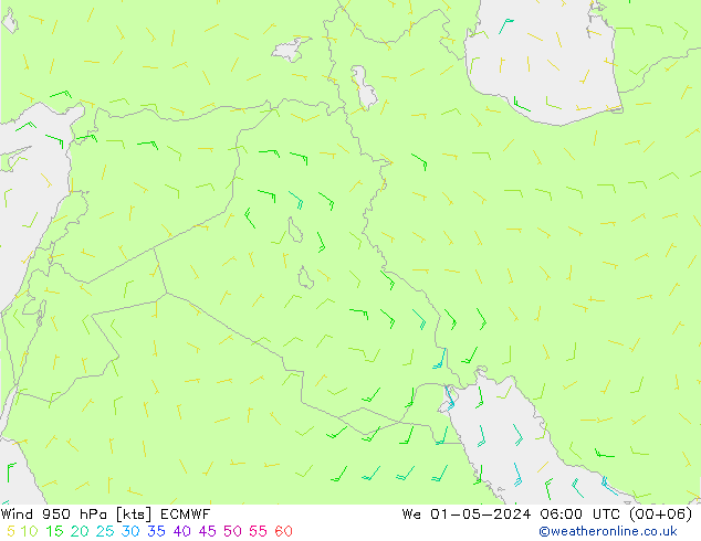 Prec 6h/Wind 10m/950 ECMWF We 01.05.2024 06 UTC